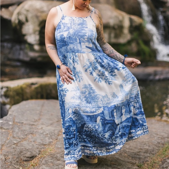 Market Of Stars Dresses & Skirts - ⭐️Market of Stars⭐️ Let the Light In Vintage Artwork Boho Adjustable Strap Dress